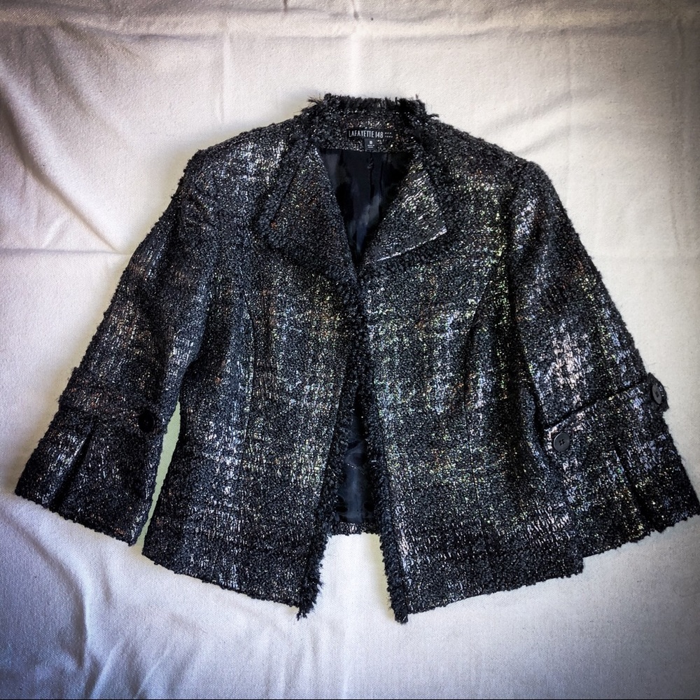 Black and Metallic Lafayette 148 New York Blazer